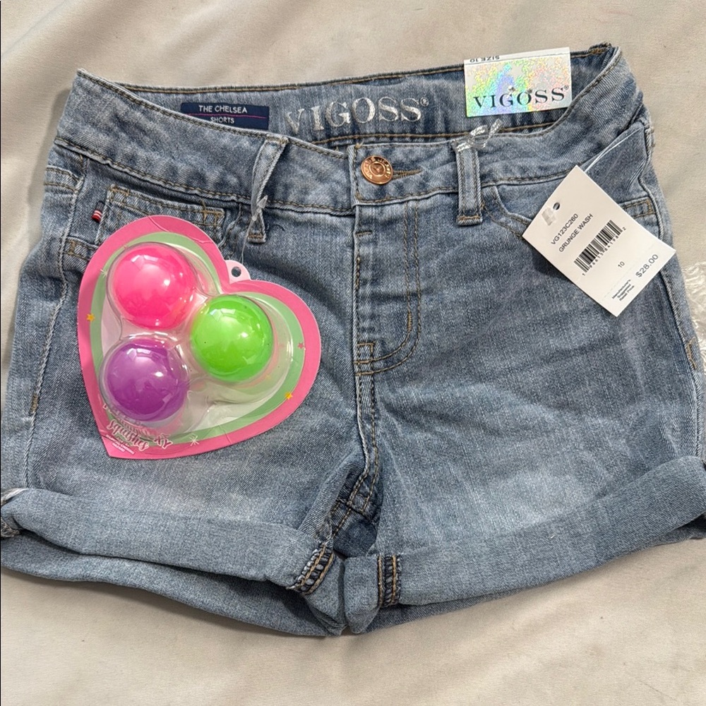 Vigoss Blue Denim Shorts Distressed Cuffed